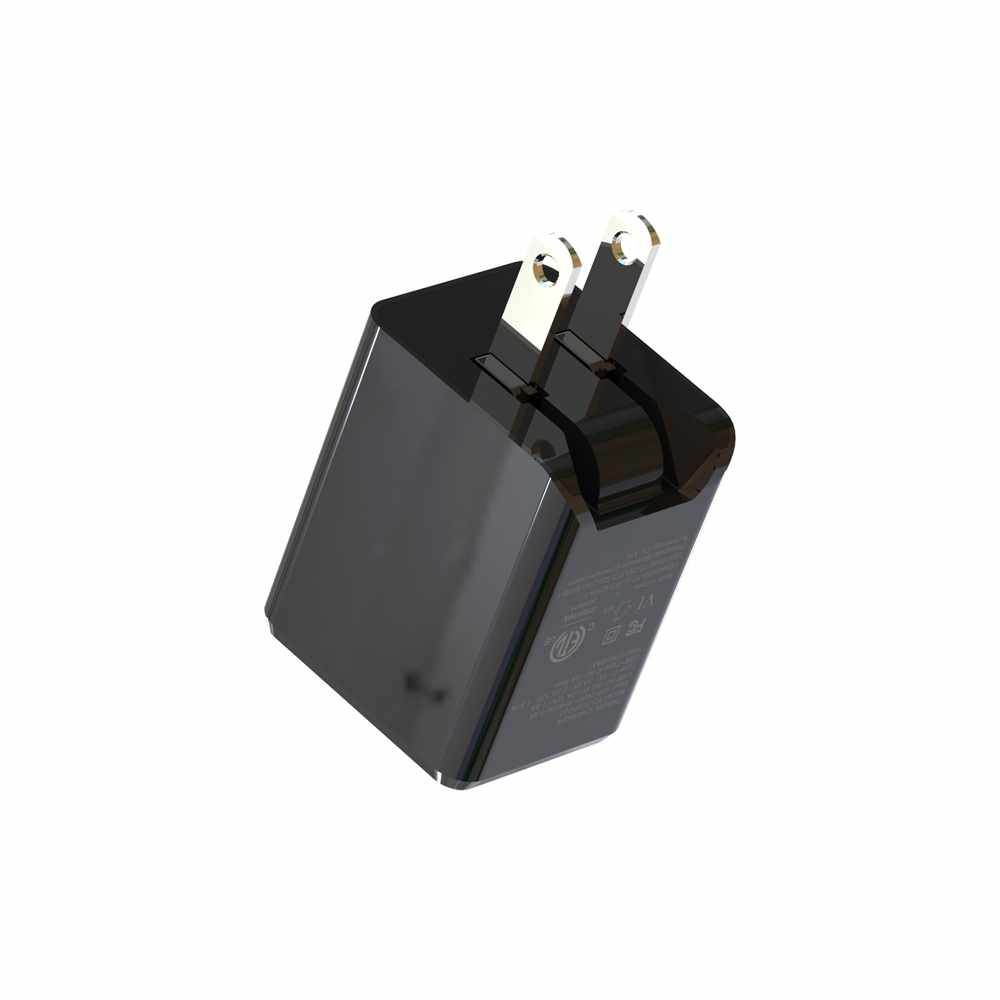 Blu Element Wall Charger Dual USB-C 20W PD and USB-A Black in Bulk Packaging