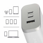 OtterBox Premium Pro Dual USB-C Wall Charger with extra USB-A 72W (USB-C 30WX2 + USB-A 12W) Lunar Light (White)