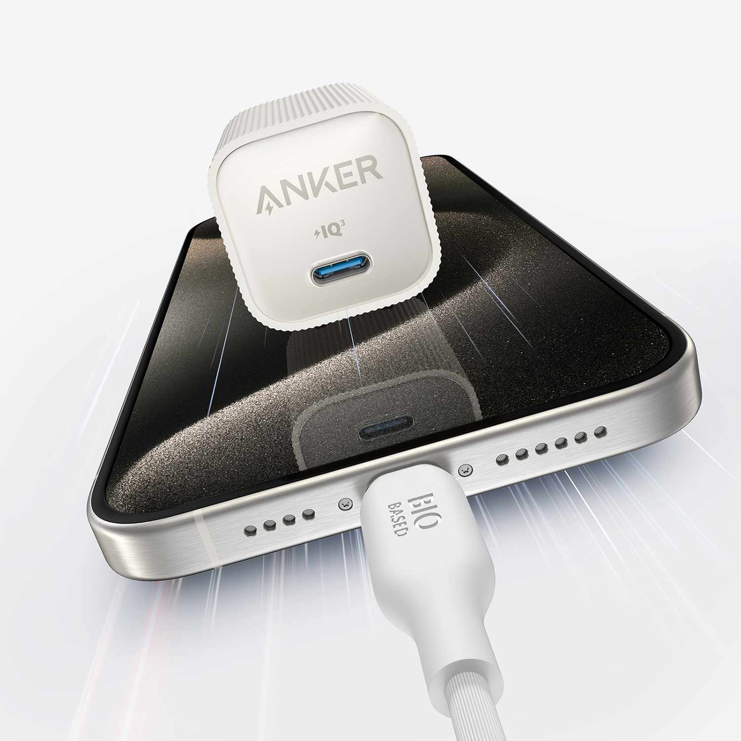Anker Nano Wall Charger 30W USB-C White with USB-C Brained 3ft Cable