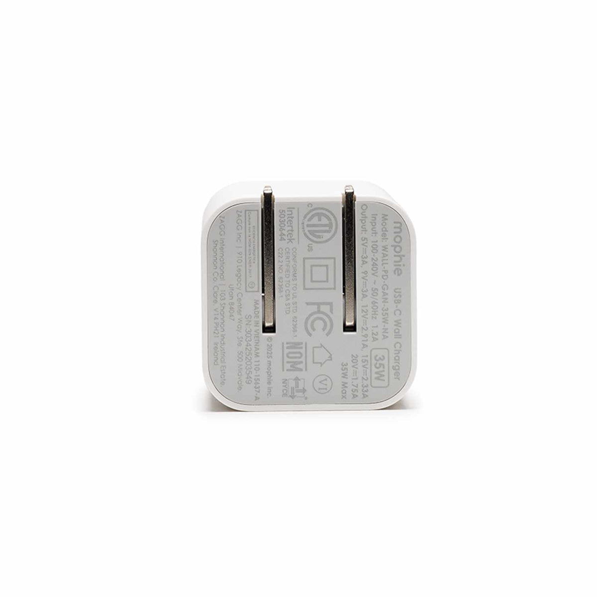 mophie Wall Charger 35W PD USB-C White