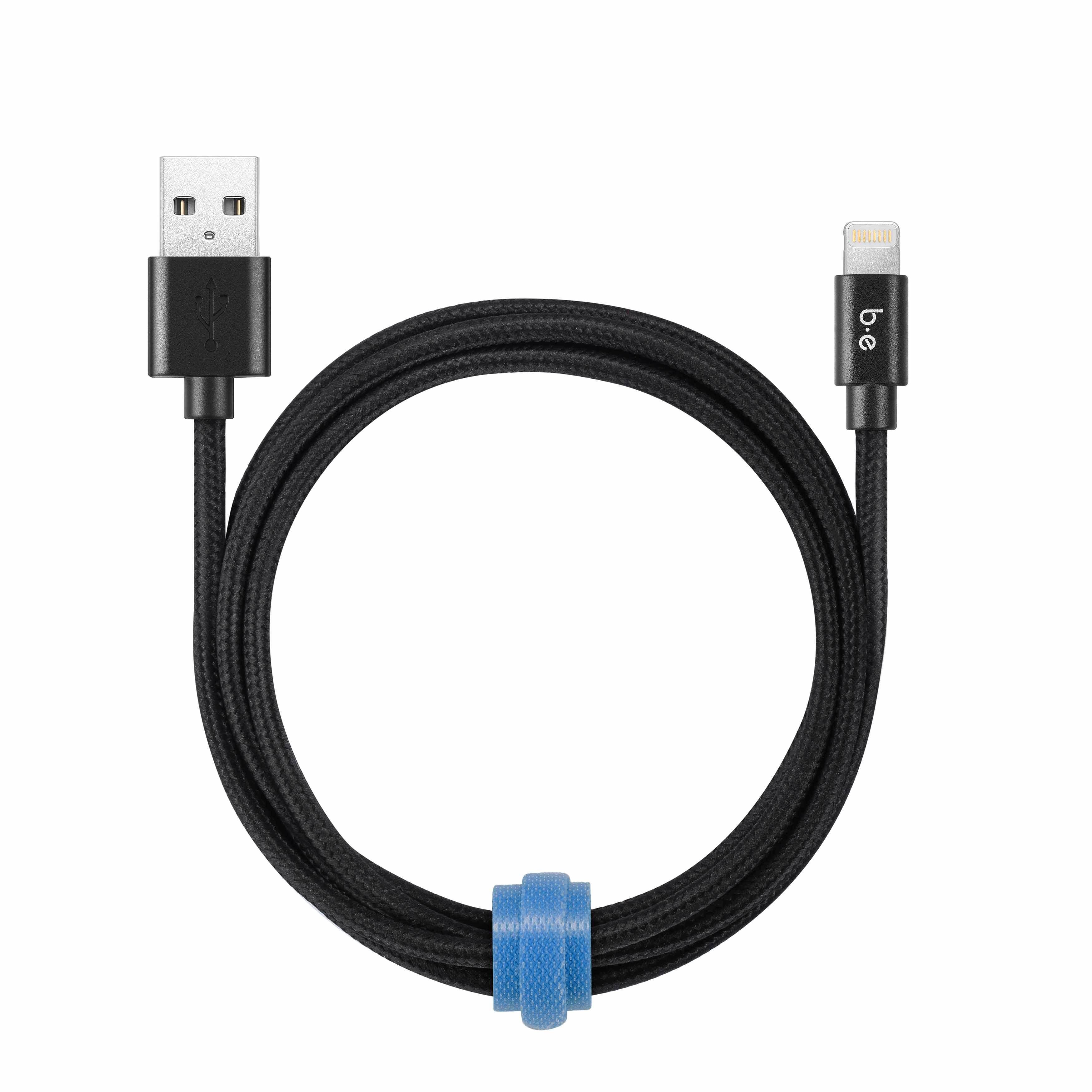 Blu Element Braided Charge/Sync Lightning to USB-A Cable 4ft Black - GekkoTech