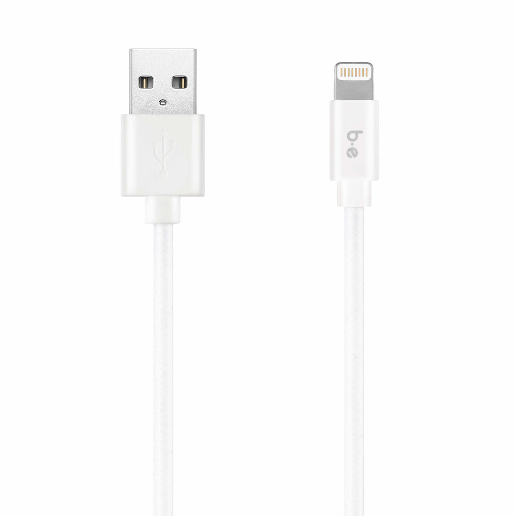 Blu Element Braided Charge/Sync Lightning to USB-A Cable 4ft White - GekkoTech