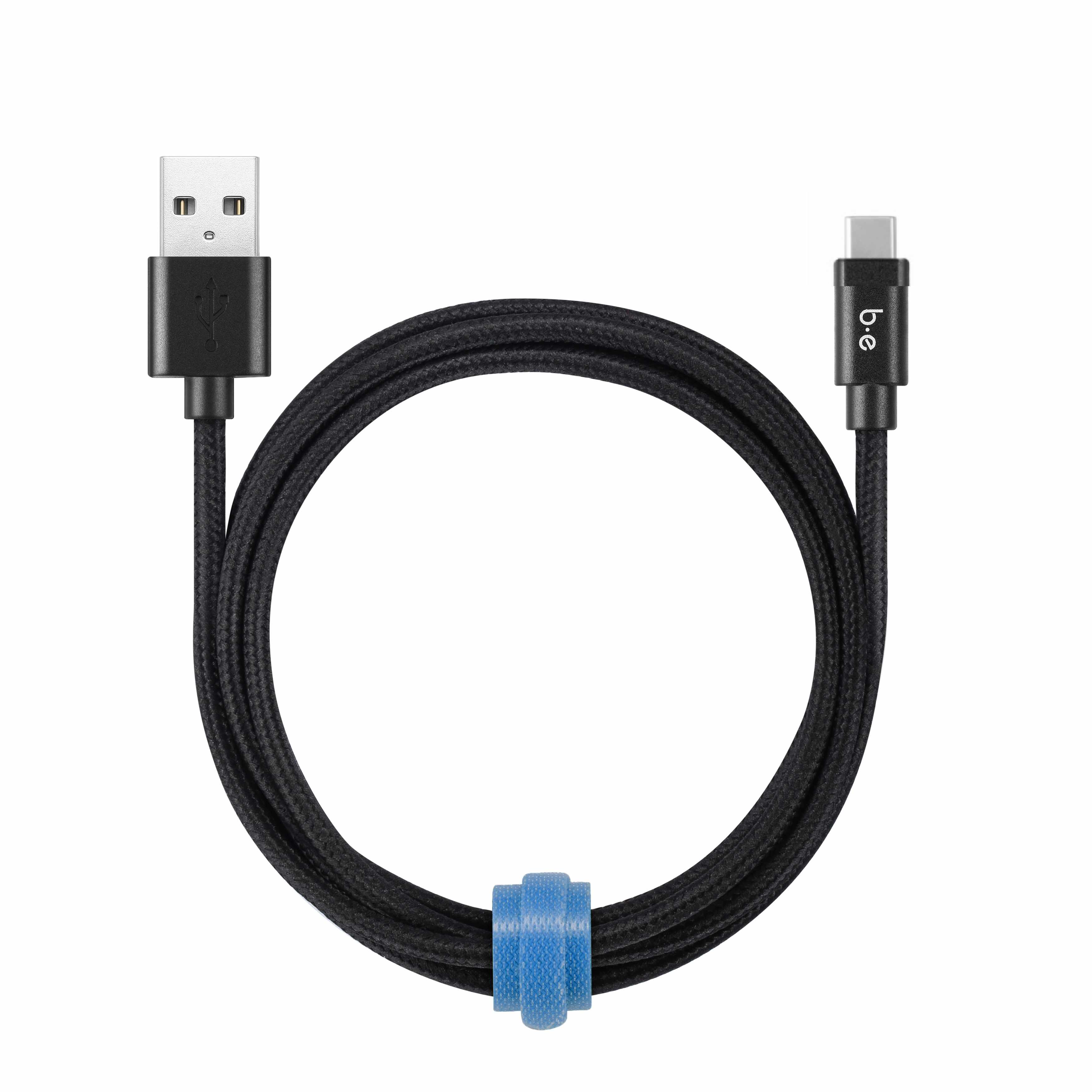 Blu Element Braided Charge/Sync USB-C to USB-A Cable 4ft Black - GekkoTech