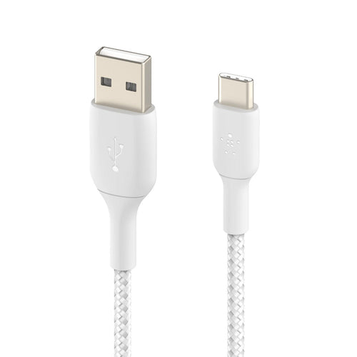 Belkin Charge/Sync BoostCharge Braided USB-C to USB-A Cable 4ft White - GekkoTech