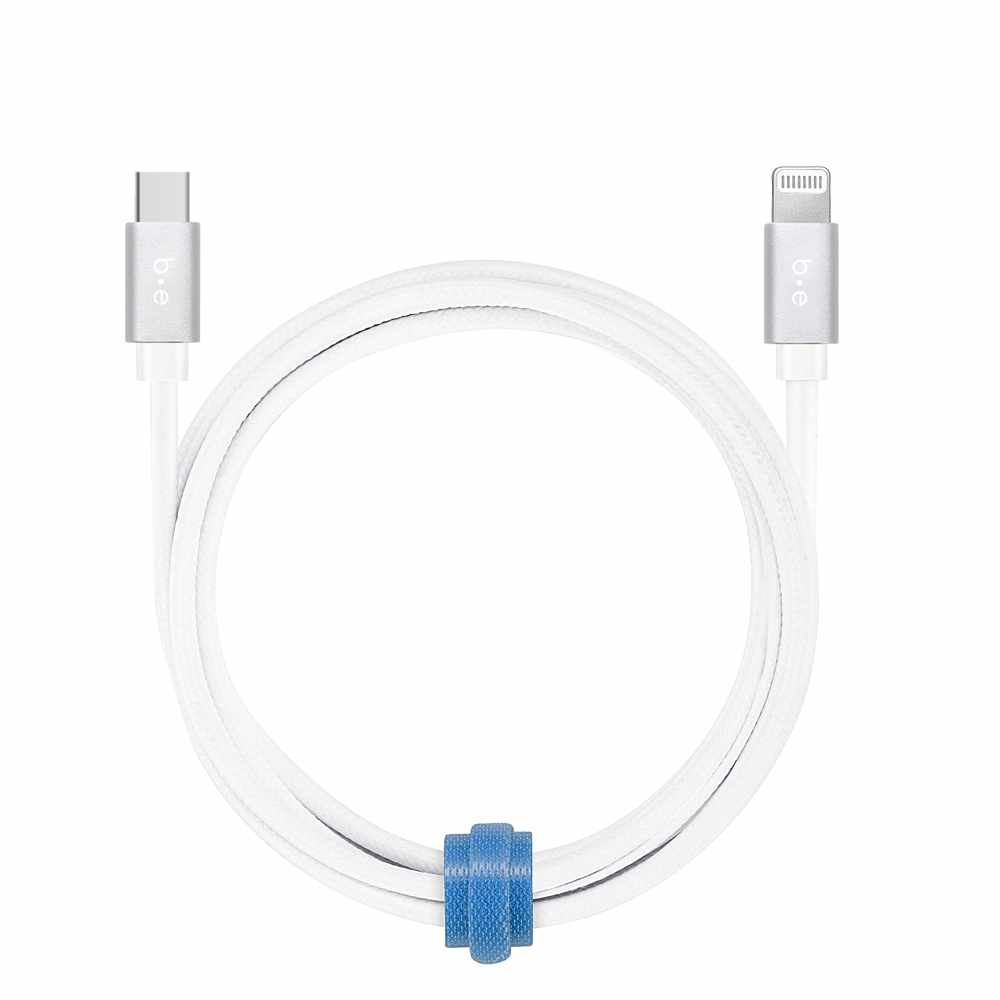 Blu Element Braided Charge/Sync USB-C to Lightning Cable 4ft White - GekkoTech
