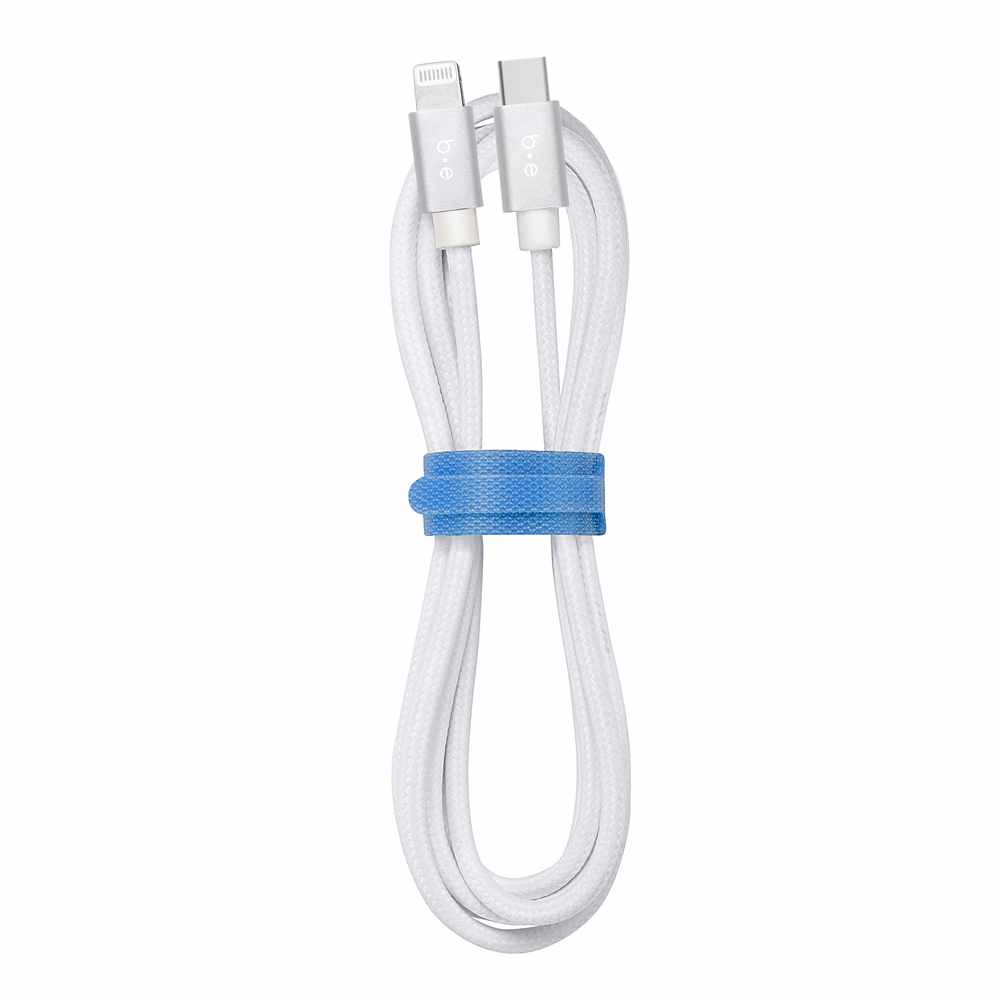 Blu Element Braided Charge/Sync USB-C to Lightning Cable 4ft White - GekkoTech