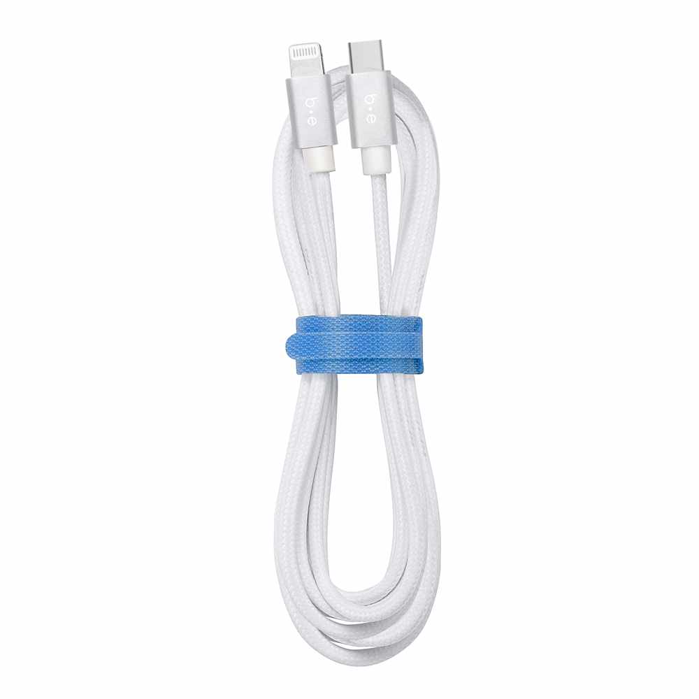 Blu Element Braided Charge/Sync USB-C to Lightning Cable 6ft White - GekkoTech