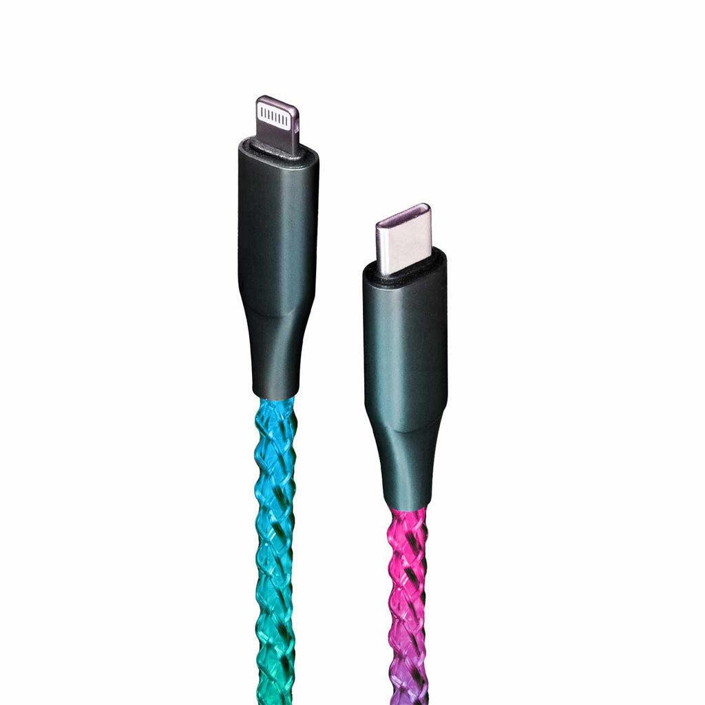 Helix/Retrak Lucid Charge LED 6' USB-C to Lightning Cable Translucent