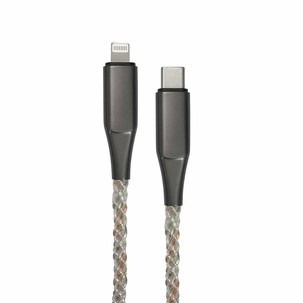 Helix/Retrak Lucid Charge LED 6' USB-C to Lightning Cable Translucent