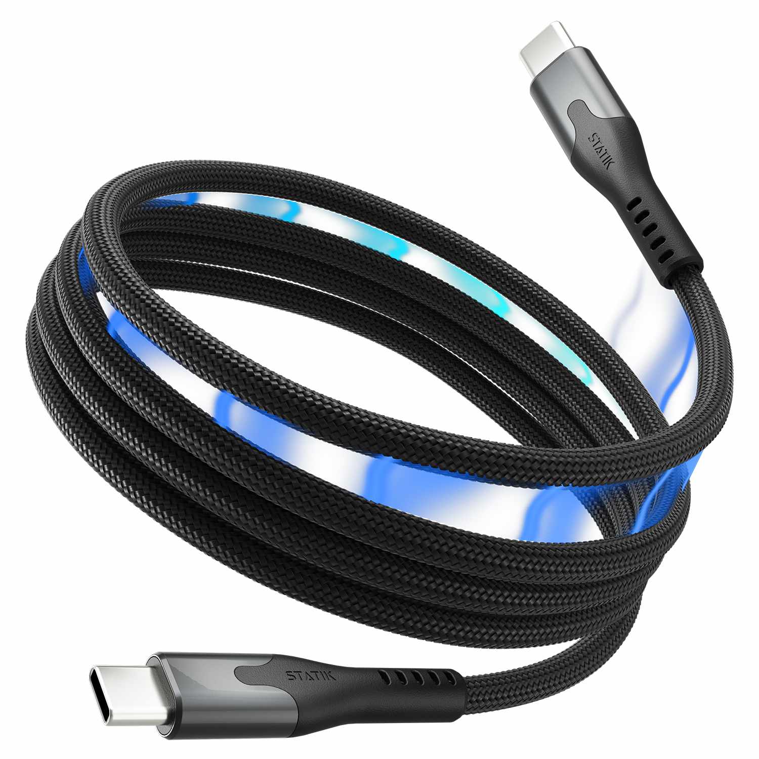 Blu Element SelfCoil Magnetic Cable USB-C to USB-C 4ft 100W Black