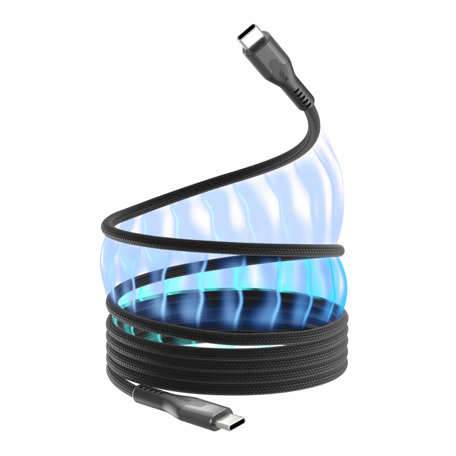 Blu Element SelfCoil Magnetic Cable USB-C to USB-C 6ft 100W Black