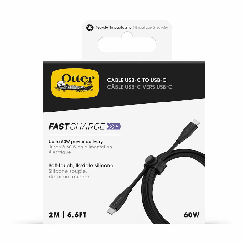 OtterBox Silicone 60W USB-C to USB-C 6ft Cable Black