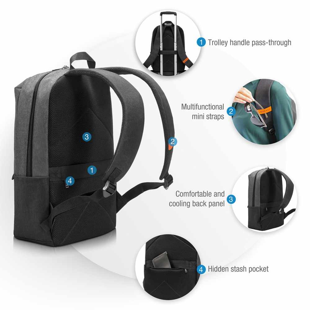 Everki Light Laptop Backpack Black up to 15.6 inch - GekkoTech