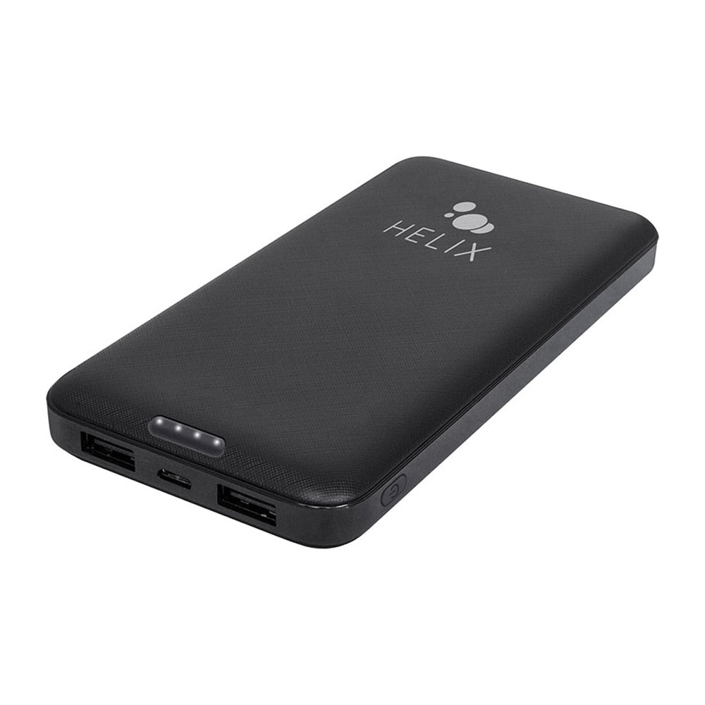 Helix/Retrak Power Bank 10000 mAh with USB-C and Dual USB-A Ports Black - GekkoTech
