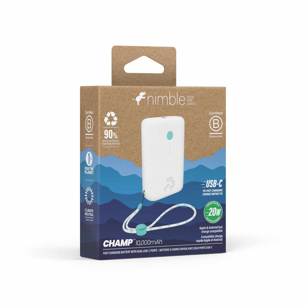 Nimble Champ PD Battery 10.000 mAh 20W 2-Ports USB-C Luna White