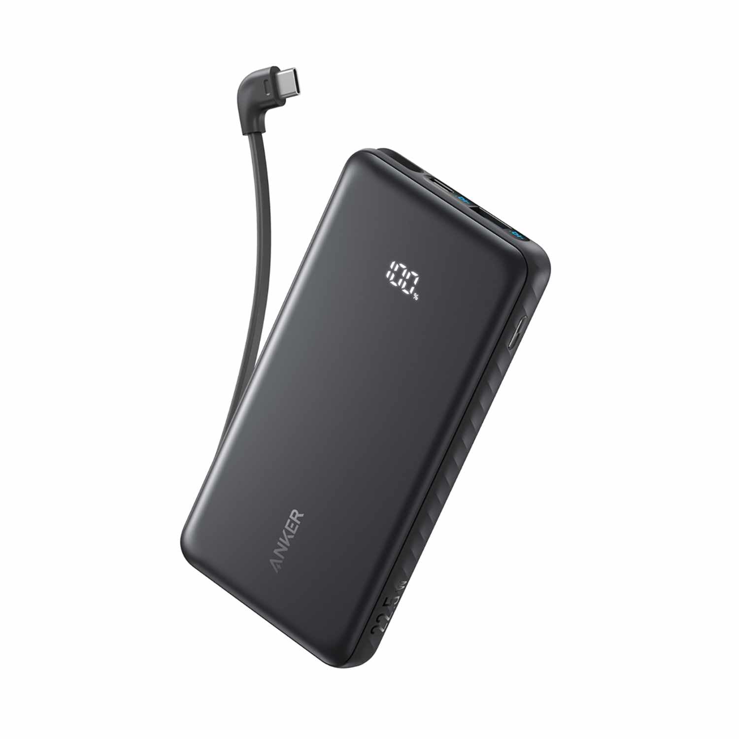 Anker 10K 22.5W Built-In USB-C Cable Zolo Power Bank Black