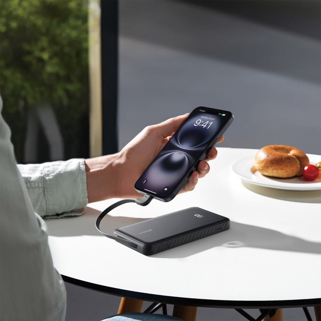 Anker 10K 22.5W Built-In USB-C Cable Zolo Power Bank Black