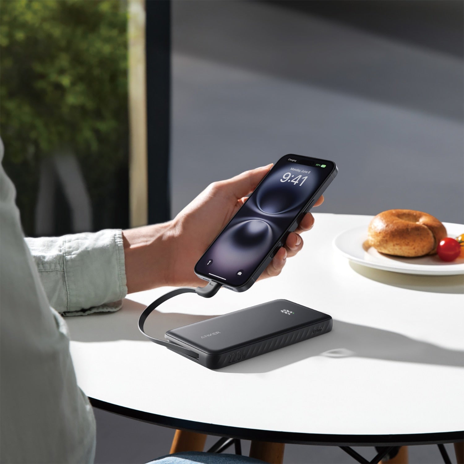 Anker 10K 22.5W Built-In USB-C Cable Zolo Power Bank Black