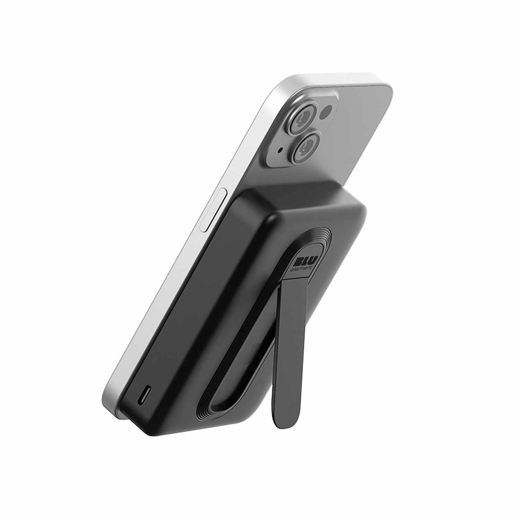 Blu Element Qi2 SLIM Wireless Power Bank with Kickstand 10K Black