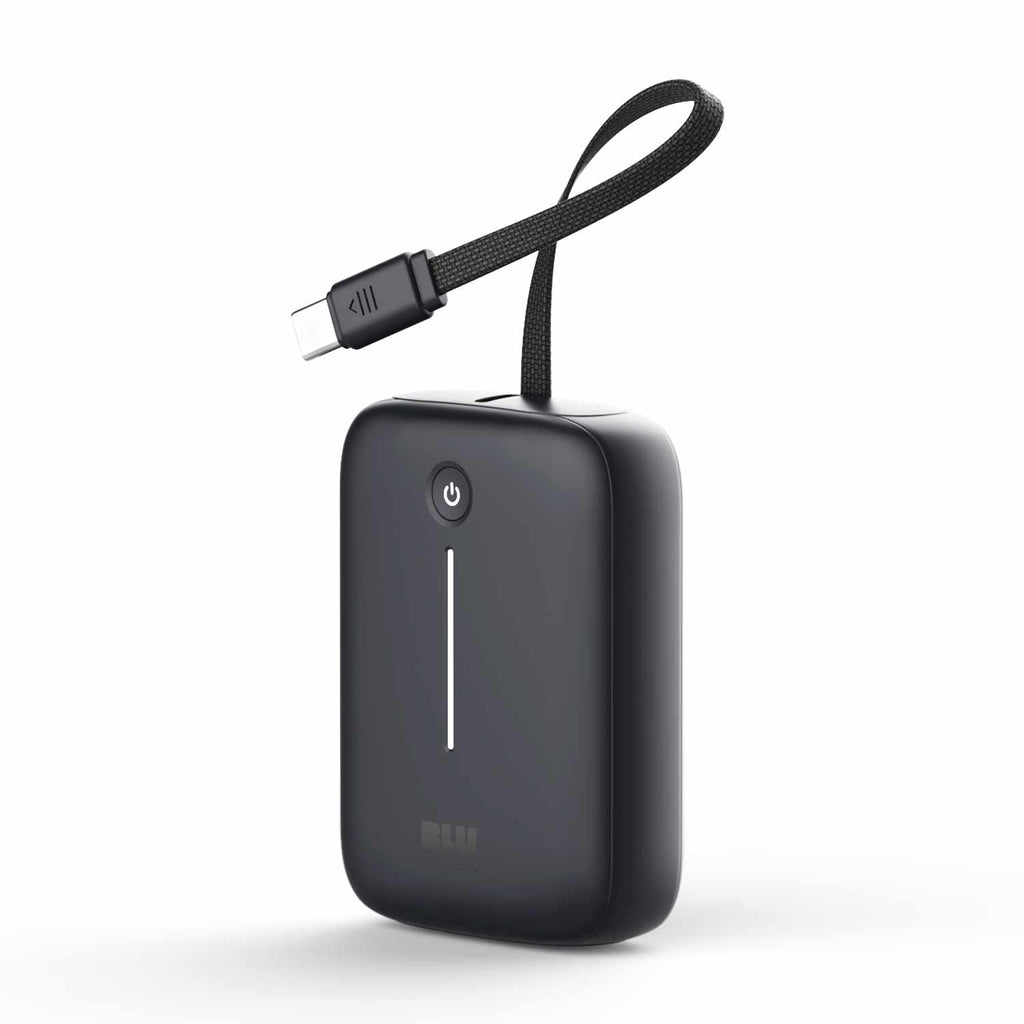Blu Element PowerFlex 10K mAh 20W PD Power Bank with Built-In USB-C Cable Black