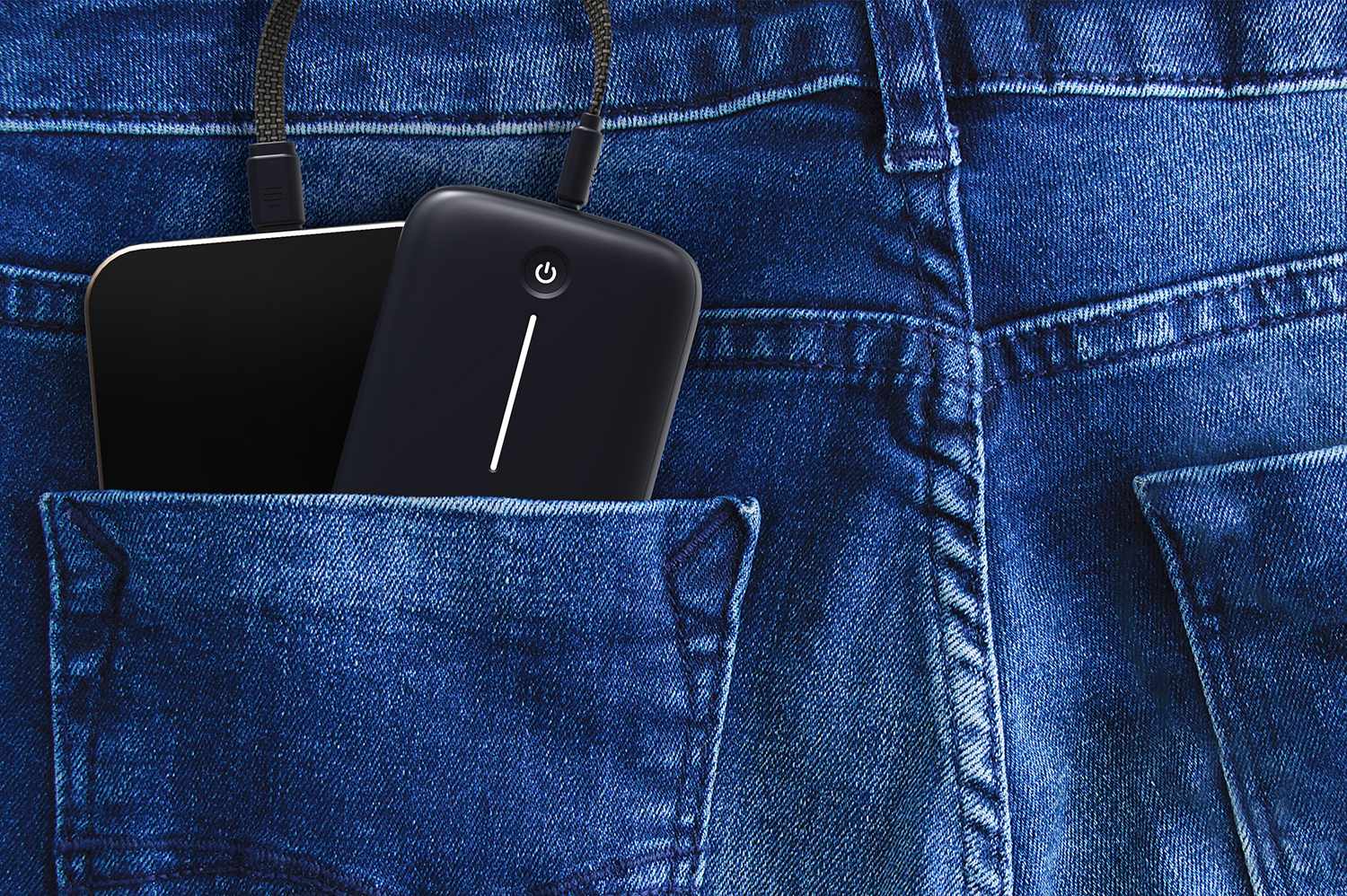 Blu Element PowerFlex 10K mAh 20W PD Power Bank with Built-In USB-C Cable Black