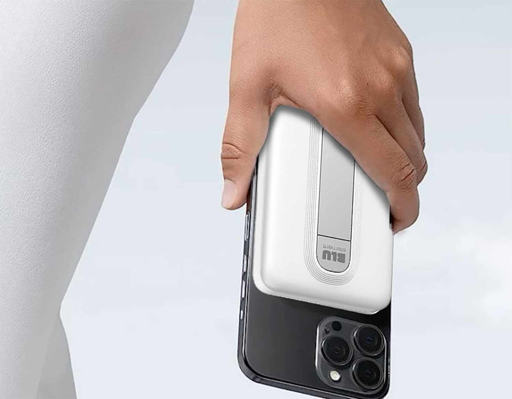 Blu Element Qi2 SLIM Wireless Power Bank with Kickstand 5K White