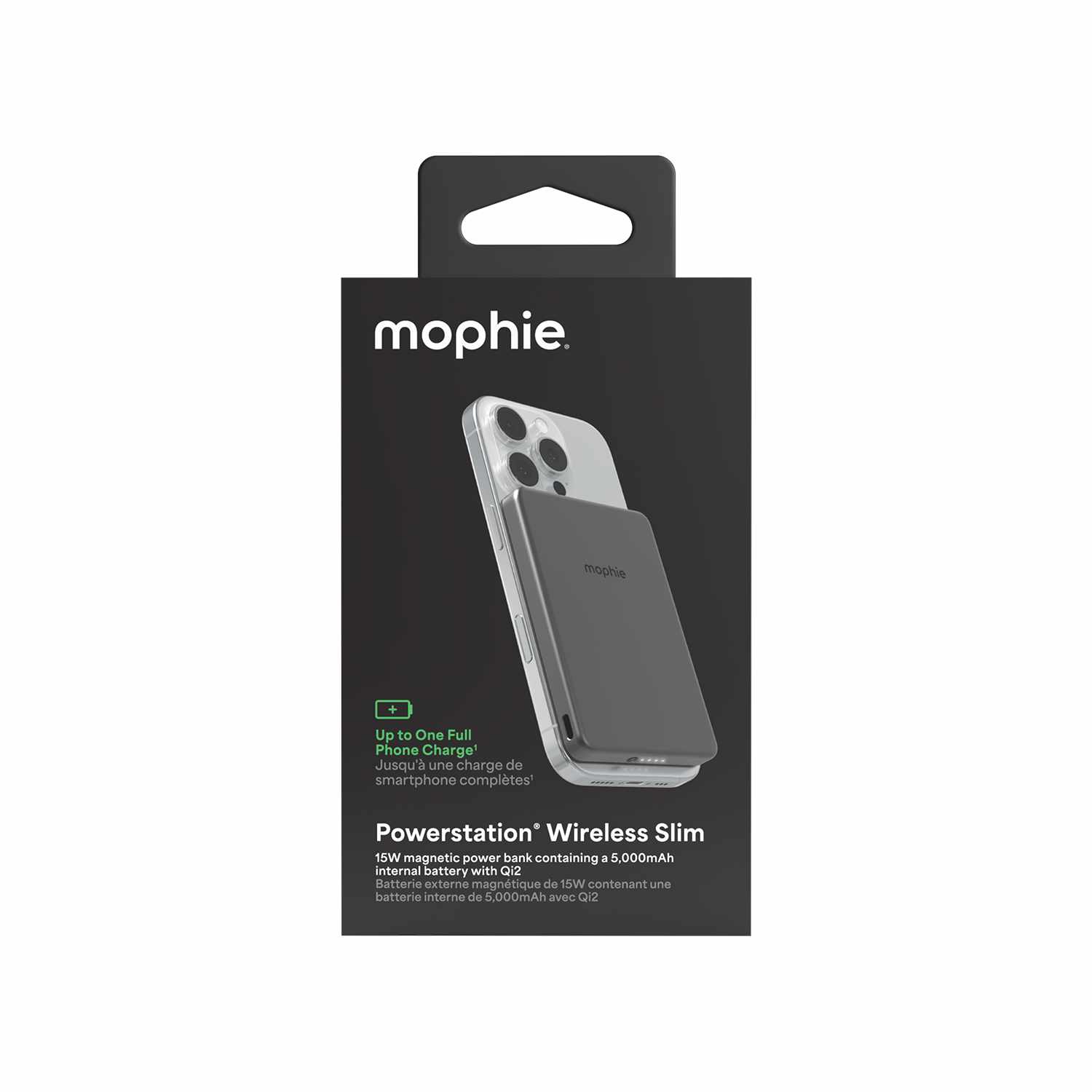 mophie Powerstation Qi2 Wireless Slim Power Bank 5000mAh 15W PD USB-C with USB-C Cable Black