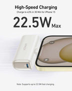 Anker 22.5W Nano Power Bank with Built-In USB-C Connector White