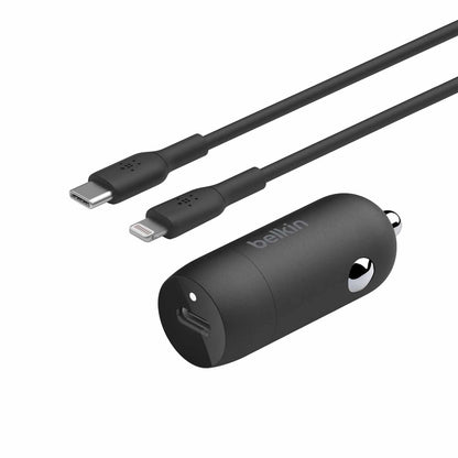 CCA004bt1MBKB5 30W USB-C Power Delivery PPS Car Charger + C-LTG Cable Black