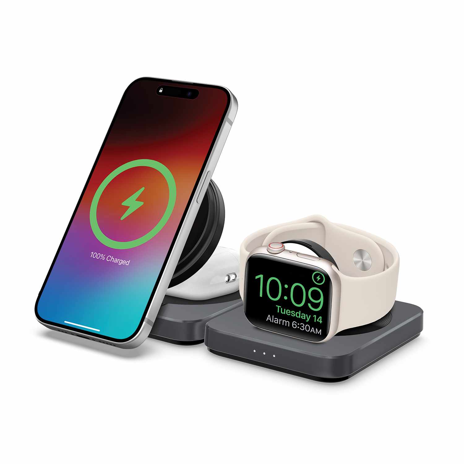Nimbus9 Qi2 3-in-1 Wireless Charging Stand Brushed Grey