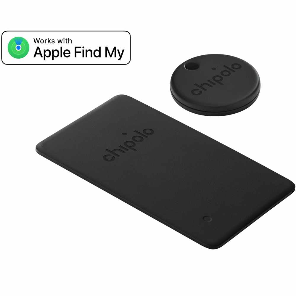 Chipolo Spot BUNDLE (Works with the Apple Find My Network) (Card Spot and One Spot) Black