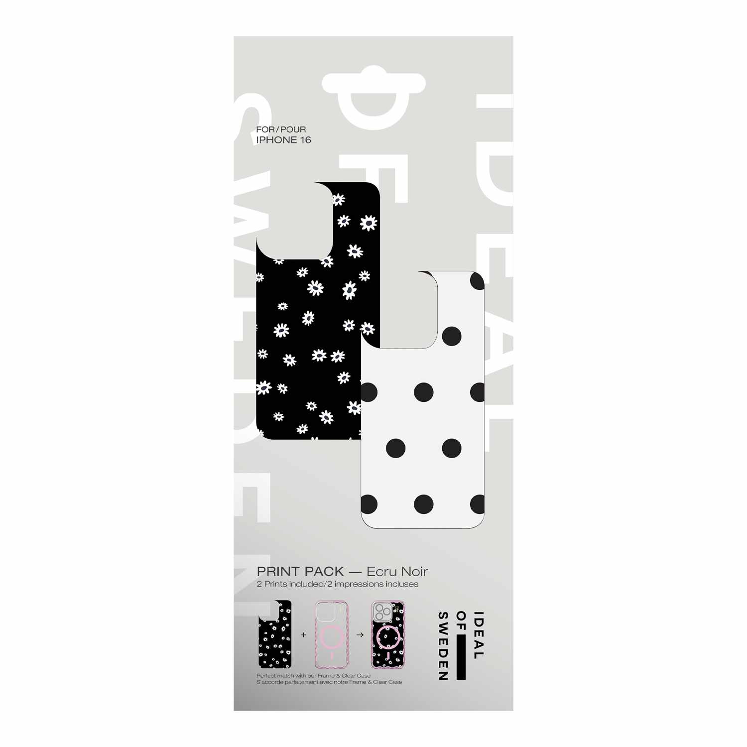 Ideal of Sweden Print Pack Ecru Noir for iPhone 17/iPhone 16