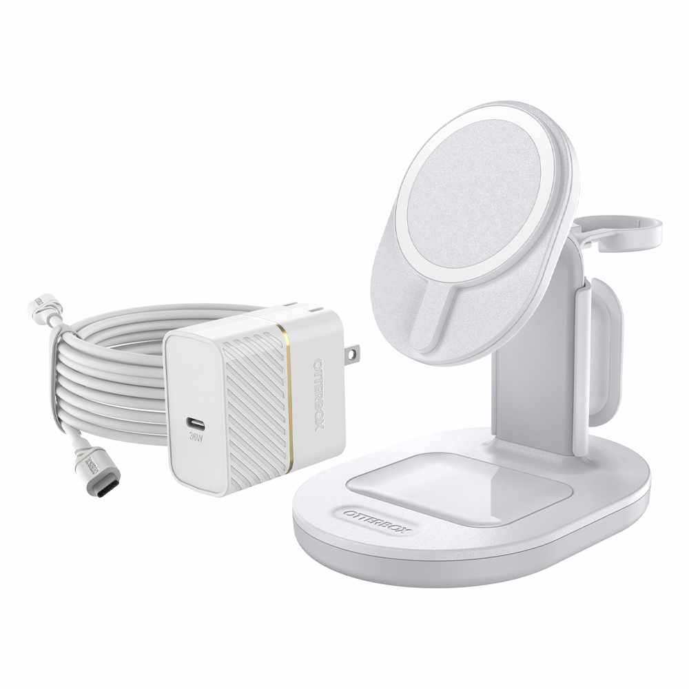 OtterBox 3-in-1 Wireless Charger 7.5W Multidevice Stand for MagSafe White
