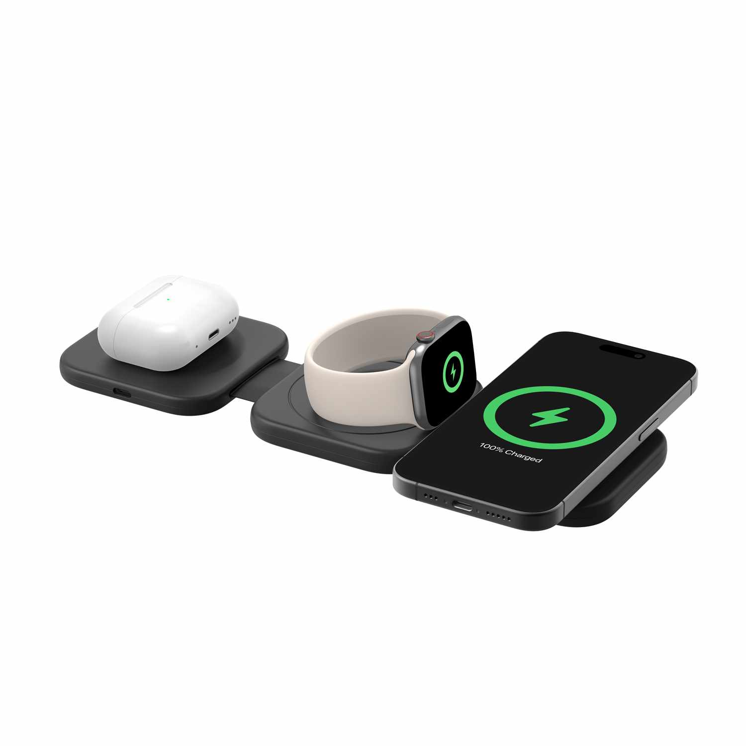 Belkin BoostCharge Pro  Qi2 3-in-1 Travel Wireless Charging Pad 15W Black