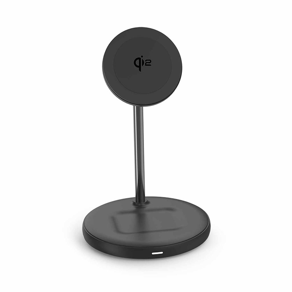 Blu Element Qi2 2-in-1 Wireless Charging Stand 15W MagSafe-Compatible Black