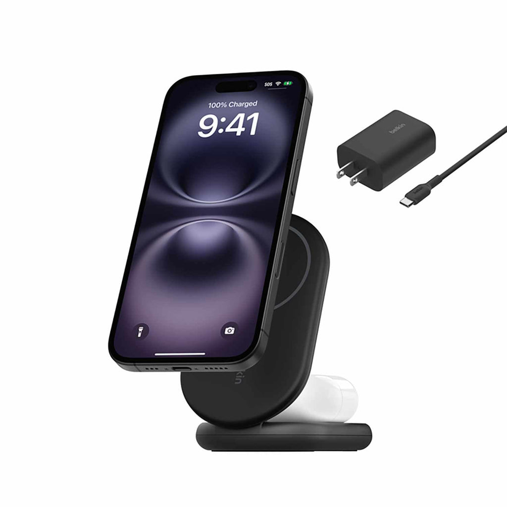 Belkin BoostCharge 2-in-1 Magnetic Foldable Wireless Charger with Qi2 15W Black