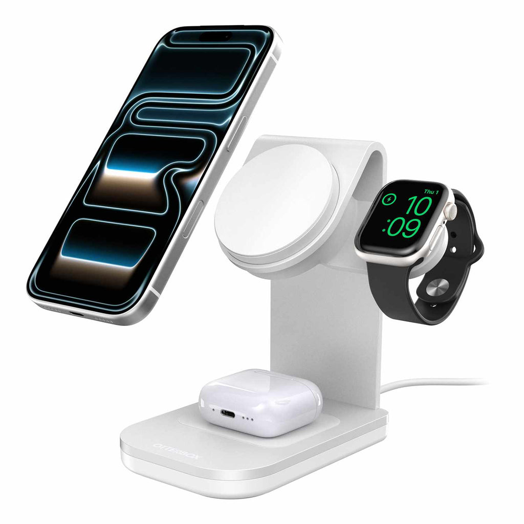 OtterBox Qi2 3-in-1 Wireless Charging Stand 25W White