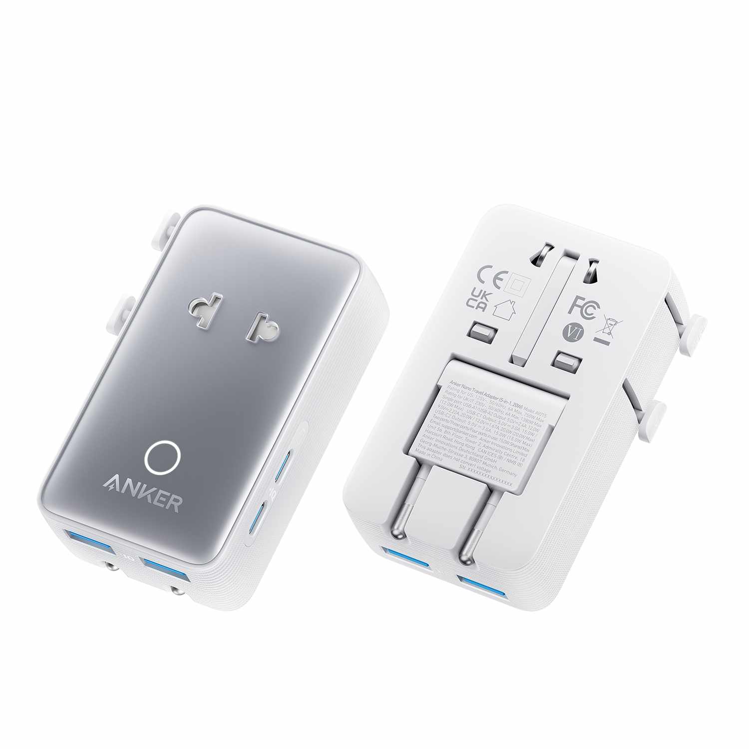 Anker 5-in-1 20W Nano Travel Adapter White
