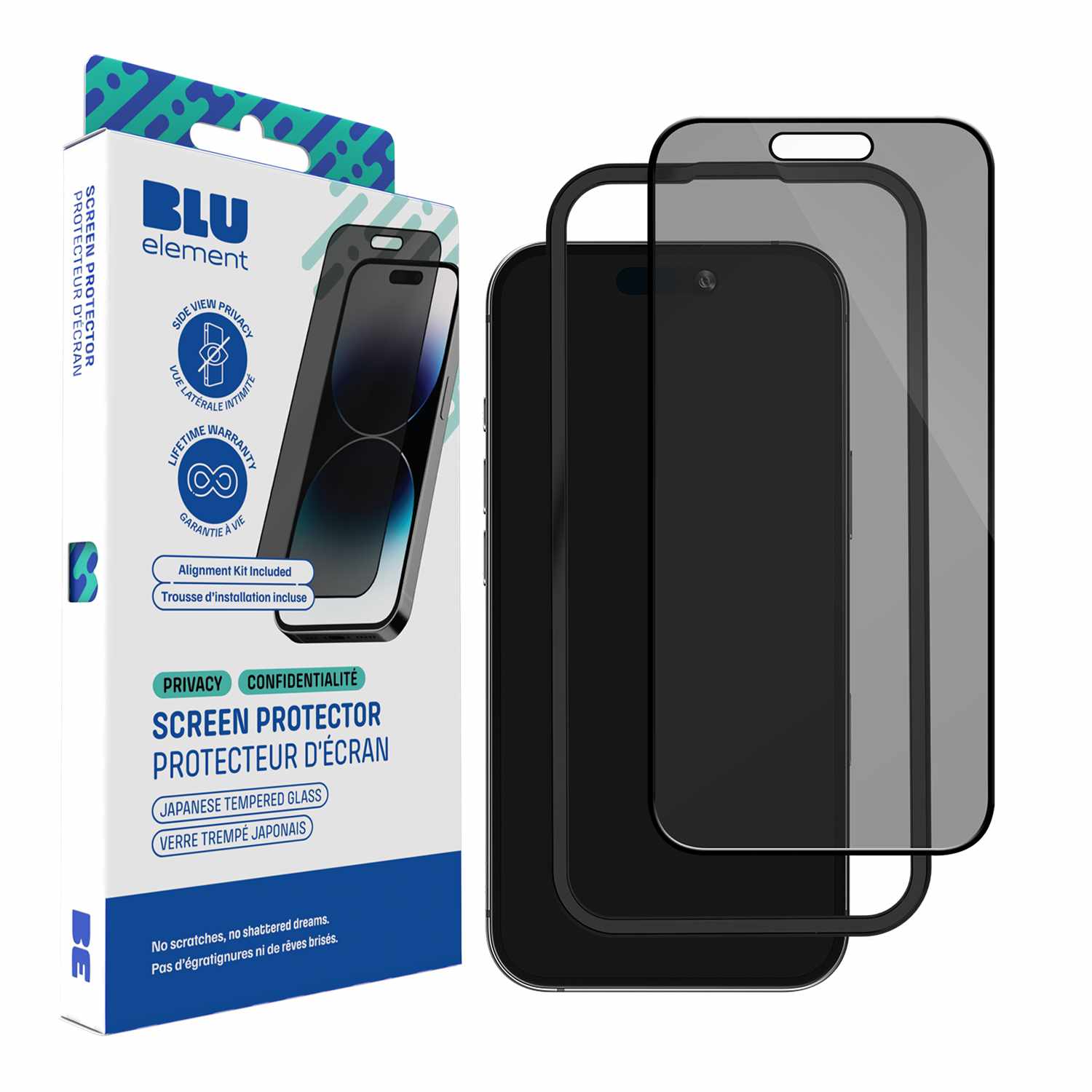 Blu Element Privacy Tempered Glass Screen Protector with Installation Kit for iPhone 16/15