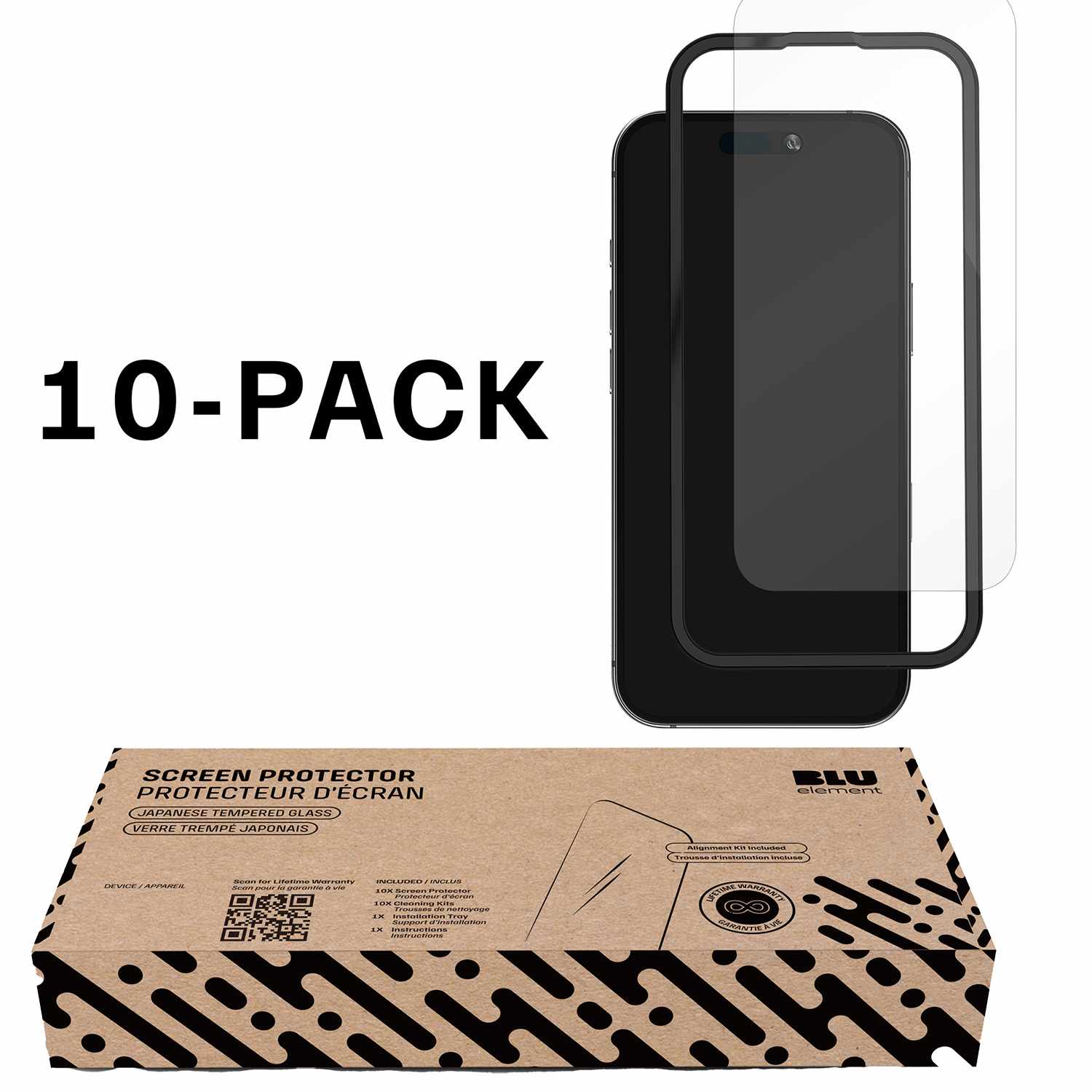 Blu Element Tempered Glass Screen Protector 10-Pack for iPhone Air in Bulk Packaging
