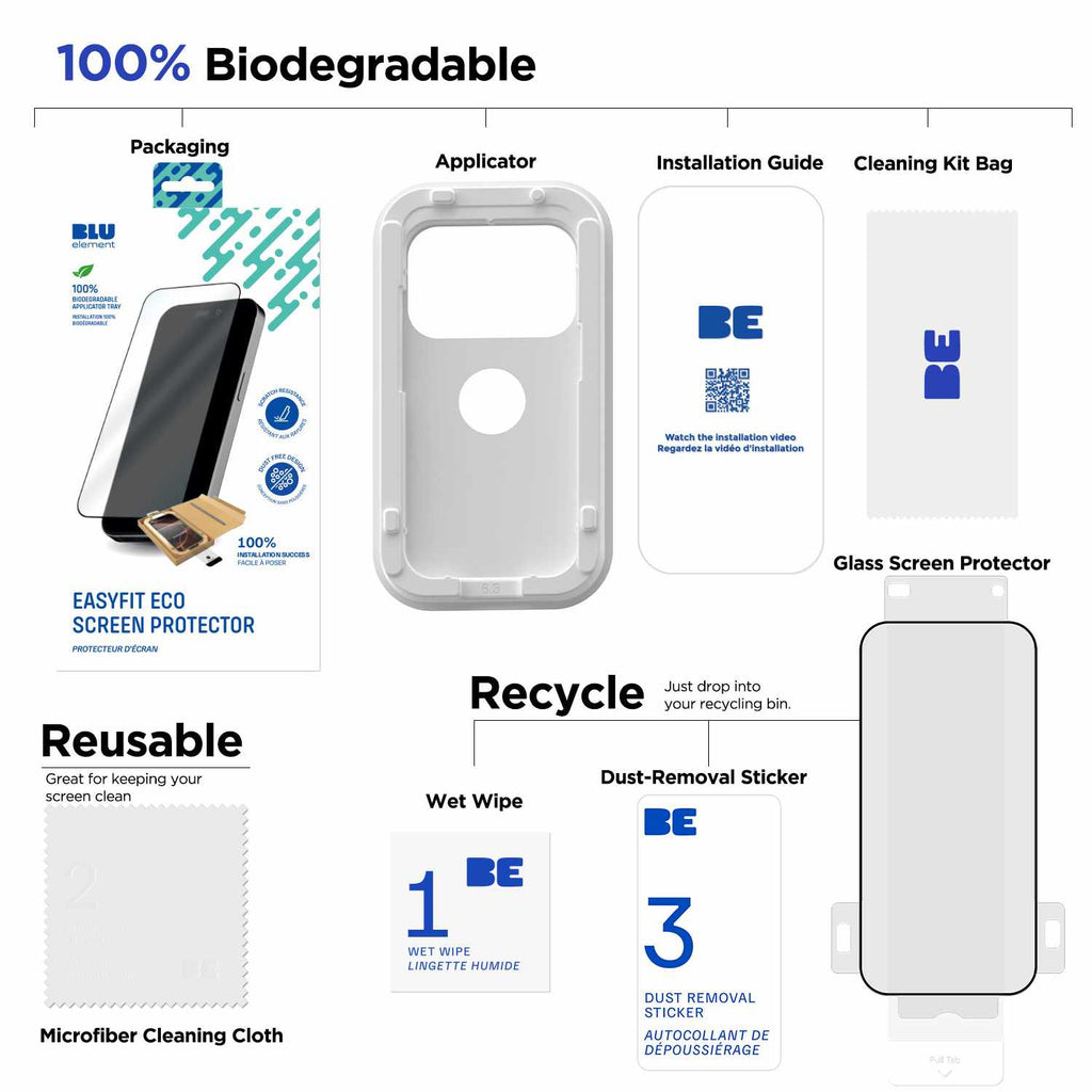 Blu Element EasyFit Eco Screen Protector for iPhone 17 Pro Max/iPhone 16 Pro Max