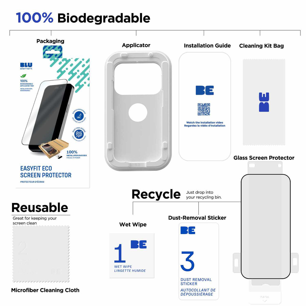 Blu Element EasyFit Privacy Eco Screen Protector for iPhone 17 Pro Max/iPhone 16 Pro Max