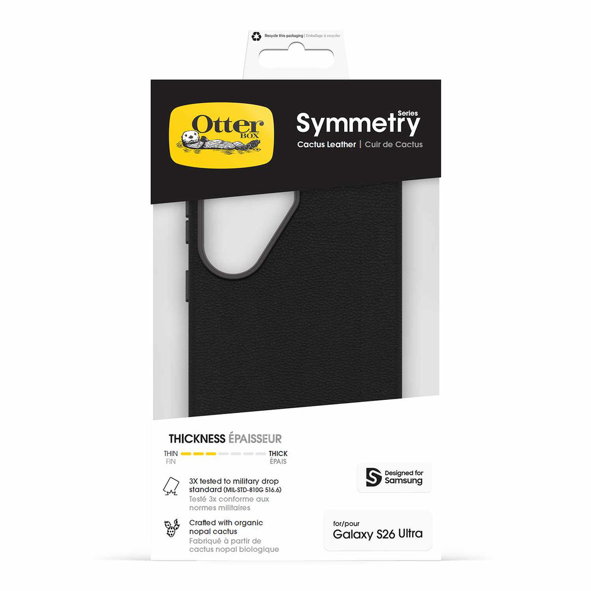 OtterBox Symmetry Cactus Leather Case Noir Ash for Samsung Galaxy S26 Ultra