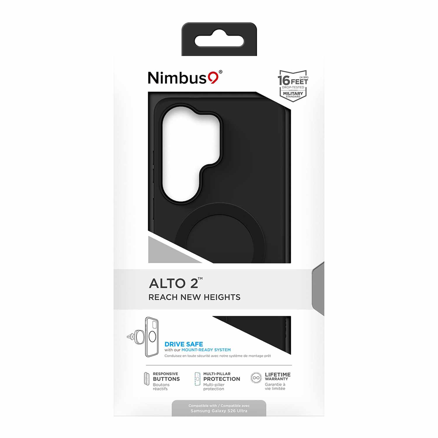 Nimbus9 Alto 2 Case w/Magnets Black for Samsung Galaxy S26 Ultra