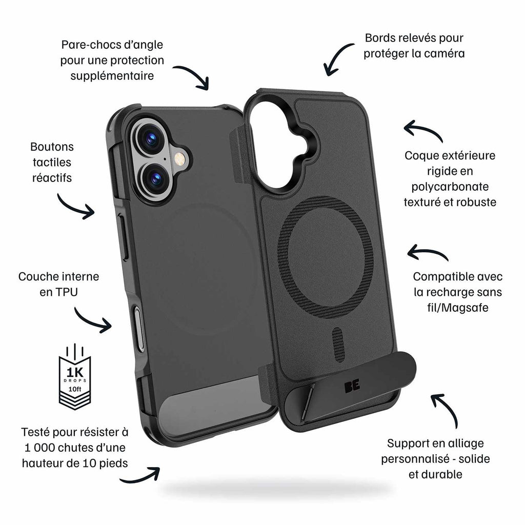 Blu Element Armour Ultra MagSafe w/Kickstand Case Black for iPhone 16