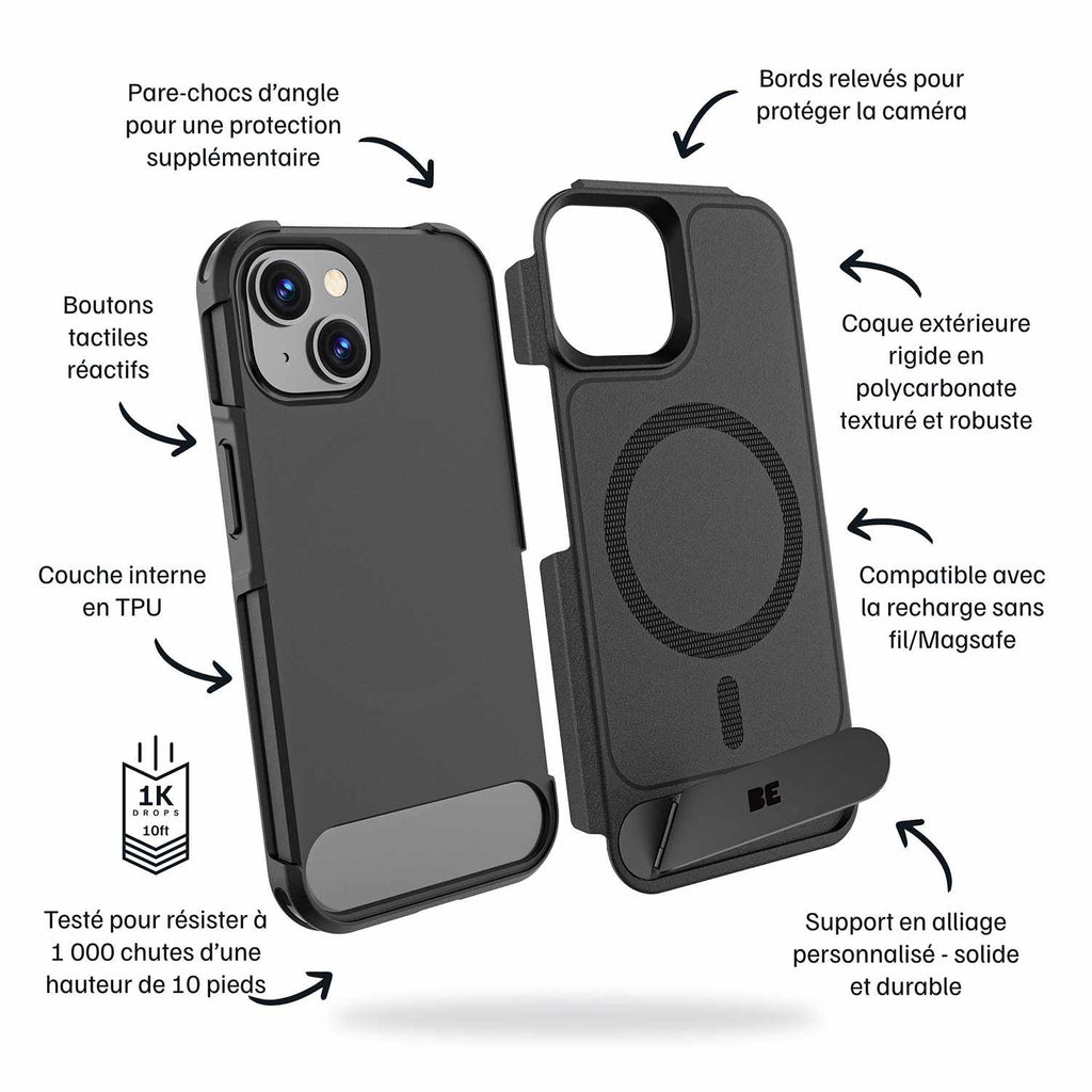 Blu Element Armour Ultra MagSafe w/Kickstand Case Black for iPhone 16e/15/14/13