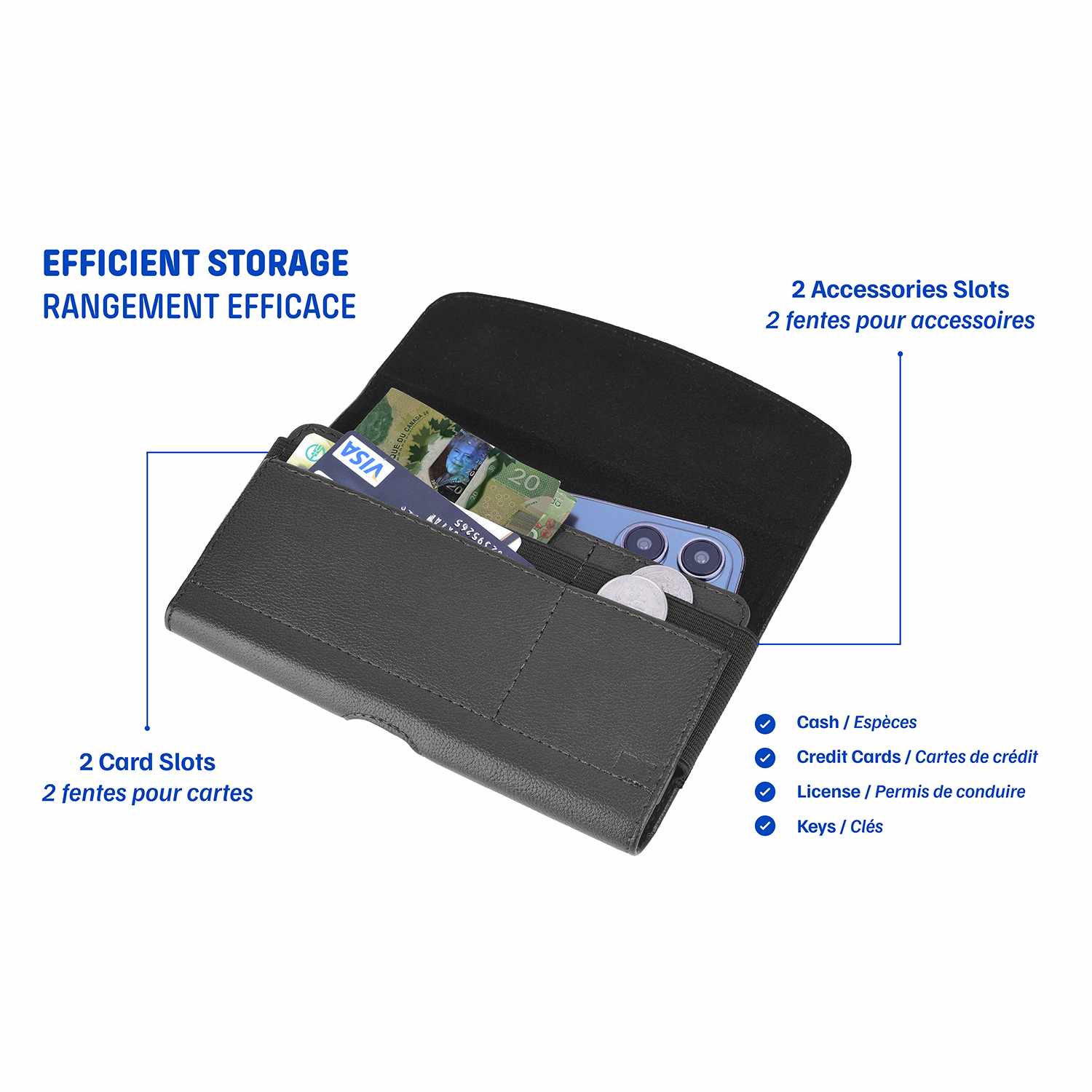 Blu Element Universal Phone Case with Belt Clip M-L Black