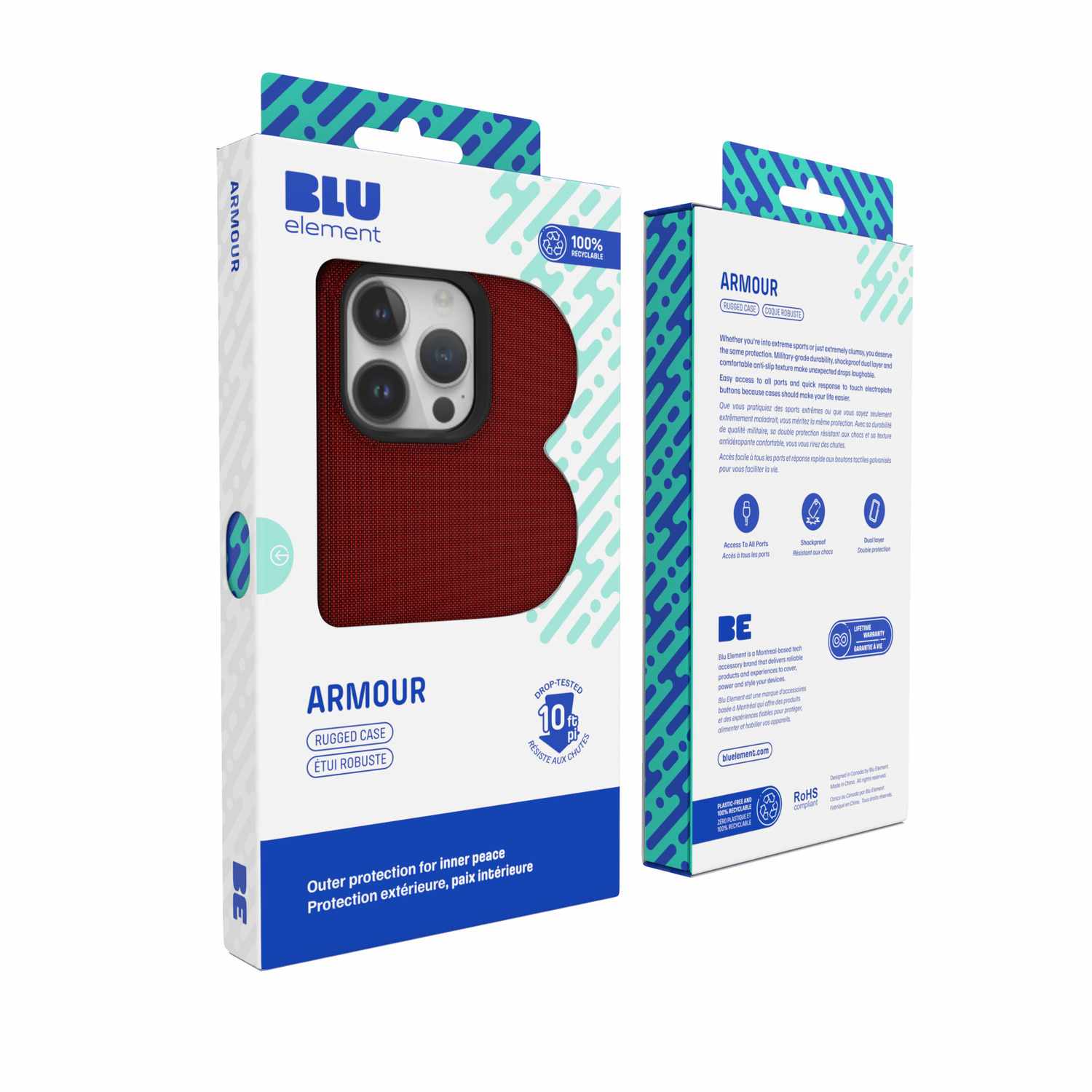 Blu Element Armour Rugged Case Red iPhone 15 Pro Max - GekkoTech
