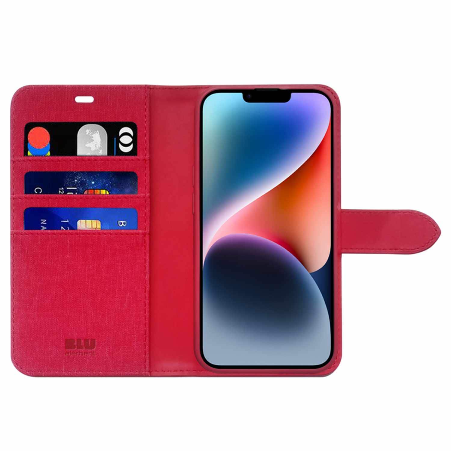 Blu Element Folio 2-in-1 Case Dark Red for iPhone 16e/15/14/13
