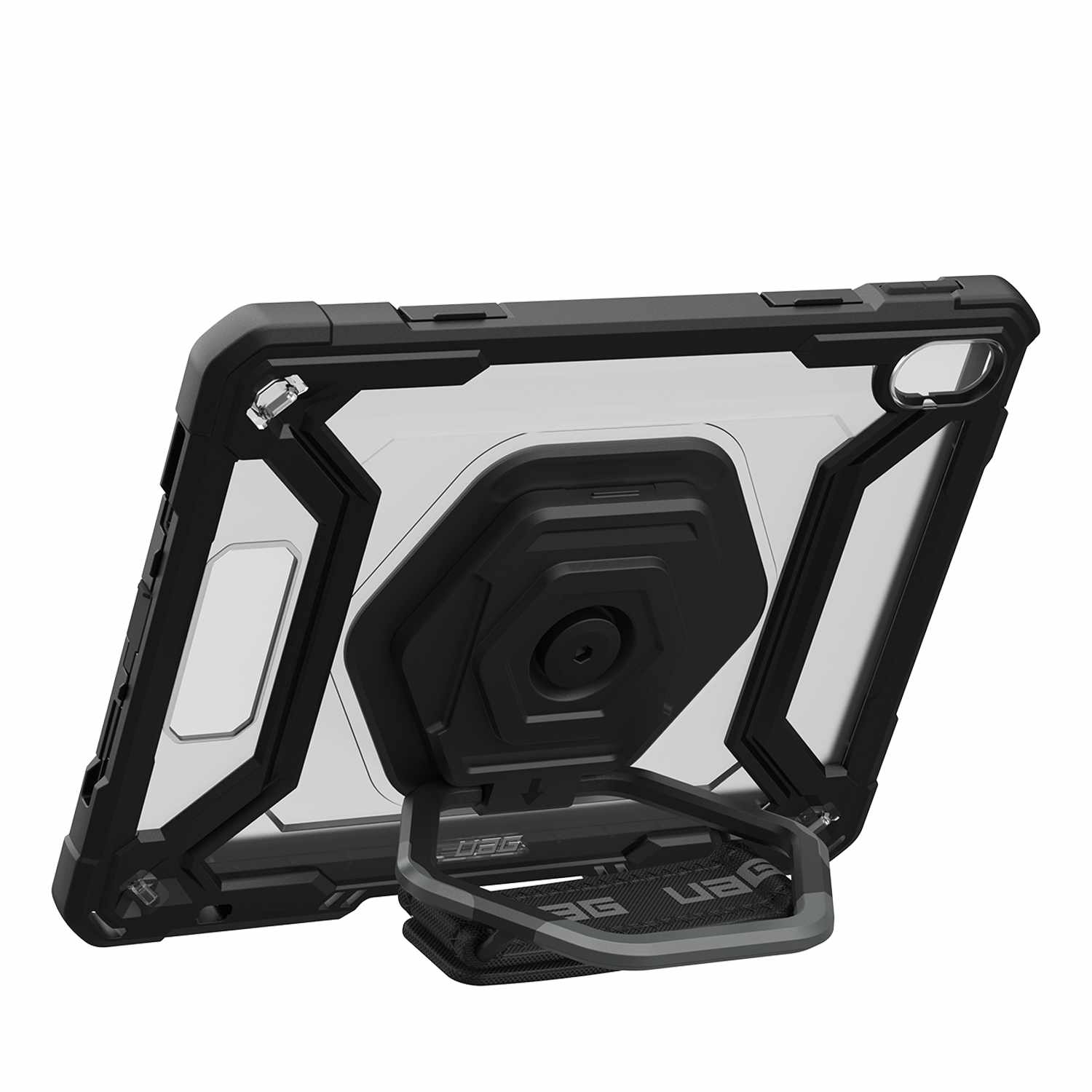UAG Plasma Rugged Case w/Rotating Handstrap BULK Ice/Black for iPad 11 2025 (11th Gen)/iPad 10.9 2022 (10th Gen) - GekkoTech